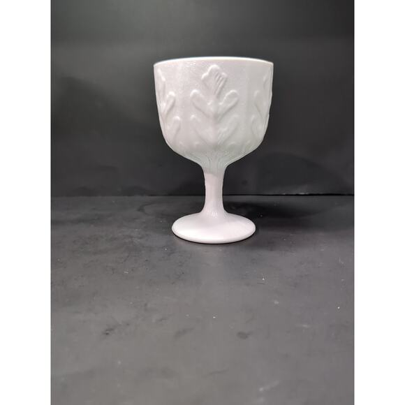 FTD Oak Leaf Milk Glass Pedestal Planter, Vintage Vase, Compote, Decorative Dish - Picture 2 of 9